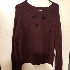 Distressed cropped sweater